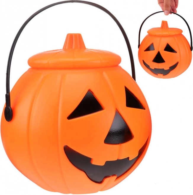 Halloweenowe wiaderko na słodycze w kształcie dyni z pokrywką