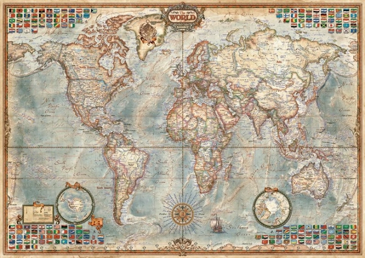 Puzzle Stara polityczna mapa świata 1500 elementów EDUCA