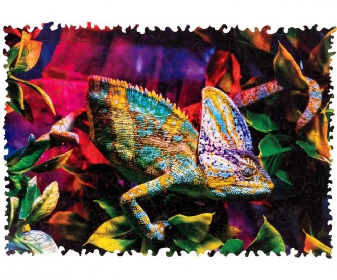 DREWNIANE KOLOROWE PUZZLE - Wspaniały kameleon