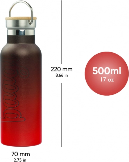 BAAGL Termobutelka z bambusową nakrętką Gradient czerwono-czarna
