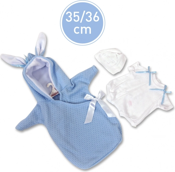 Llorens ubranko dla lalki New Born 35–36 cm z kapturem i uszkami
