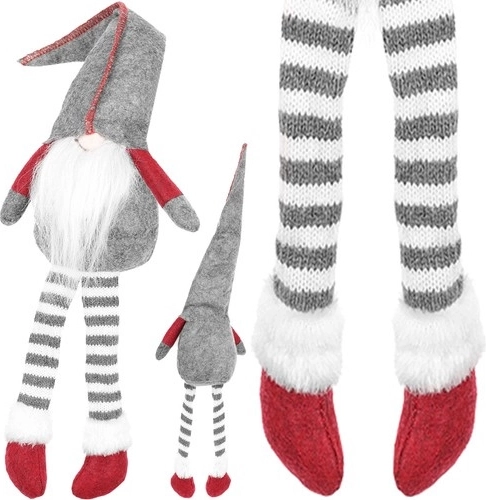 Siedzący skrzat tekstylna dekoracja 50 cm – Szary