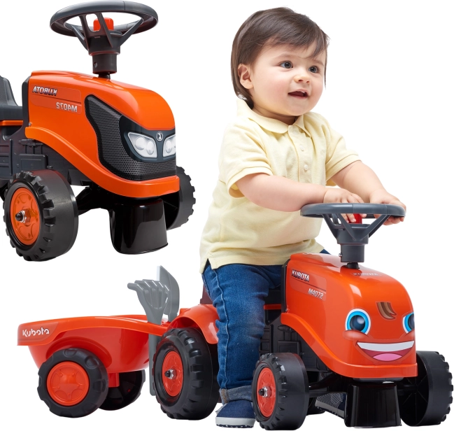 jeździk traktor KUBOTA z przyczepą i akcesoriami dla dzieci od 1 roku – FALK