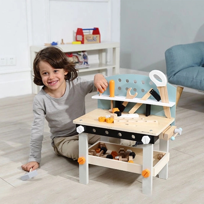 Drewniany dziecięcy stół roboczy z narzędziami ECOTOYS