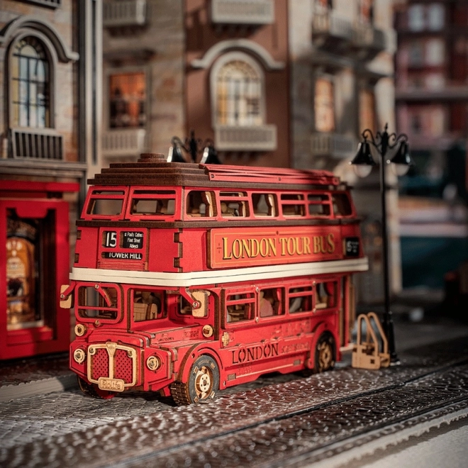 3D drewniana układanka londyński piętrowy autobus