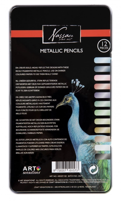 Metaliczne kredki w metalowym pudełku