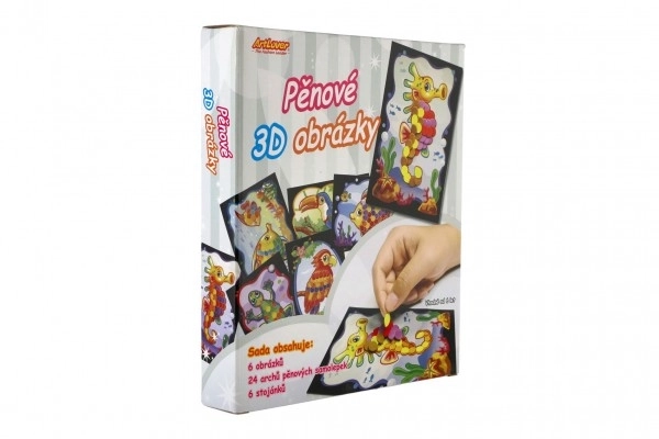 Obrazki 3D piankowe 6 szt. + 6 szt. stojaków w pudełku 19x22x6,5 cm