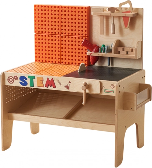 Drewniany montessori STEM warsztatowy stół XXL z narzędziami