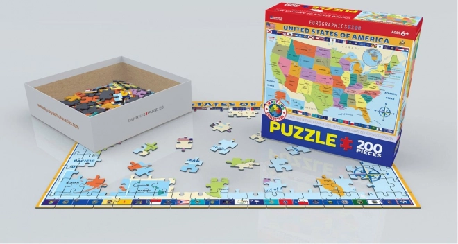 EUROGRAPHICS Puzzle Mapa Stanów Zjednoczonych Ameryki 200 elementów