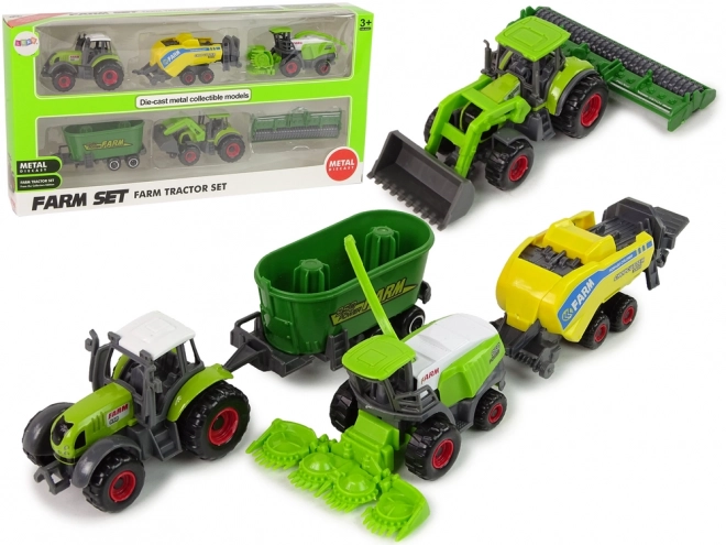 Zestaw 6 pojazdów rolniczych Traktor Kombajn Metalowe części