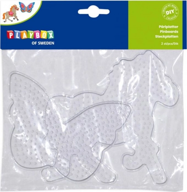Playbox podkładki do koralików do zaprasowywania – motyl i koń, 2 szt.