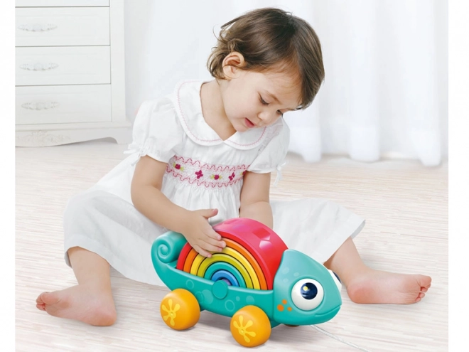 Montessori tęczowy kameleon układanka 18m+