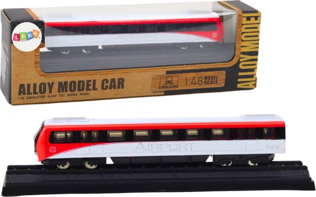 Kolekcjonerski model pociągu czerwono‑biały 1:48 metalowy