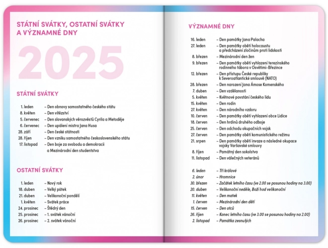 Szkolny dziennik Różowy wrzesień 2025 – grudzień 2026