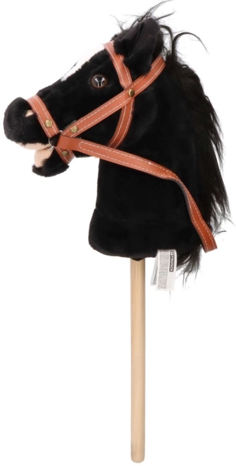 Hobby horse Baron, czarny pluszowy koń na kiju z dźwiękami