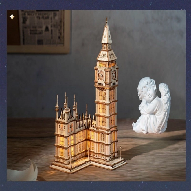 RoboCzas drewniane 3D puzzle wieża zegarowa Big Ben świecąca