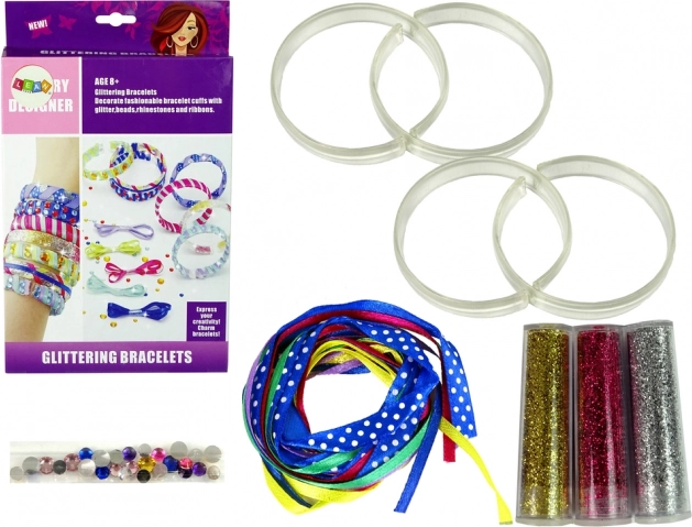Zestaw do tworzenia bransoletek DIY z brokatem i wstążkami