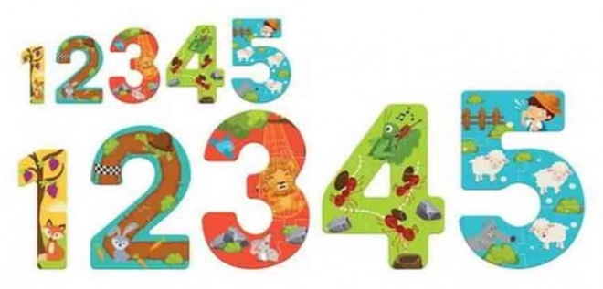 Puzzle Luna z cyframi i bajkami Ezopa dla dzieci