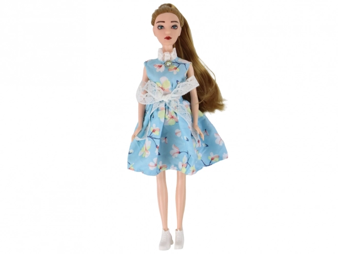 Emily Baby Doll Wiosenna długie włosy Niebieskie sukienki kotka