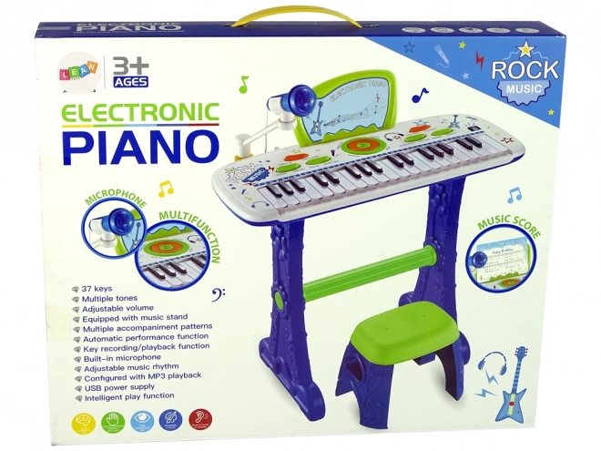 Elektryczna klawiatura fortepianowa dla dzieci Blue USB notes