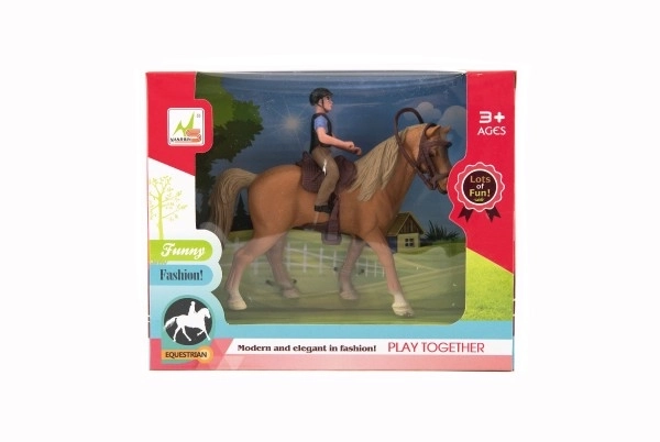 Koń + dżokej plastikowy 15cm w pudełku 20x16x5,5cm