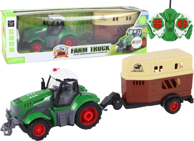 RC traktor z przyczepą dla zwierząt 1:24