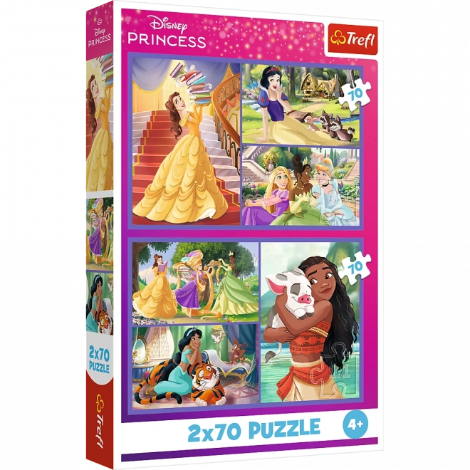 Puzzle 2x70 Bajkowe dni Księżniczki Disneya
