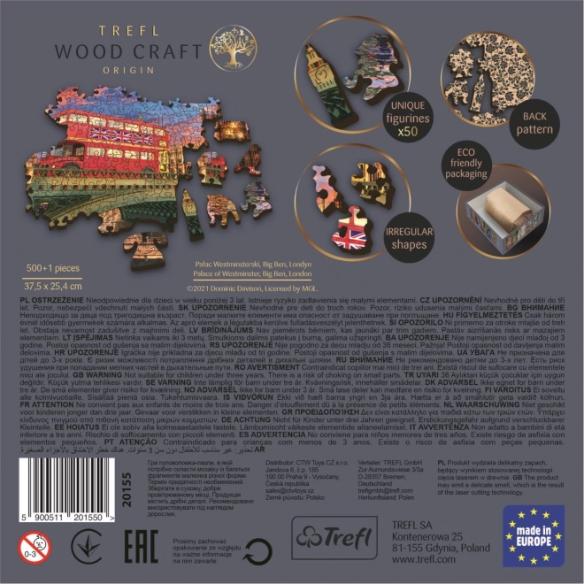 TREFL Wood Craft Origin puzzle Pałac Westminsterski z Big Benem 501 elementów