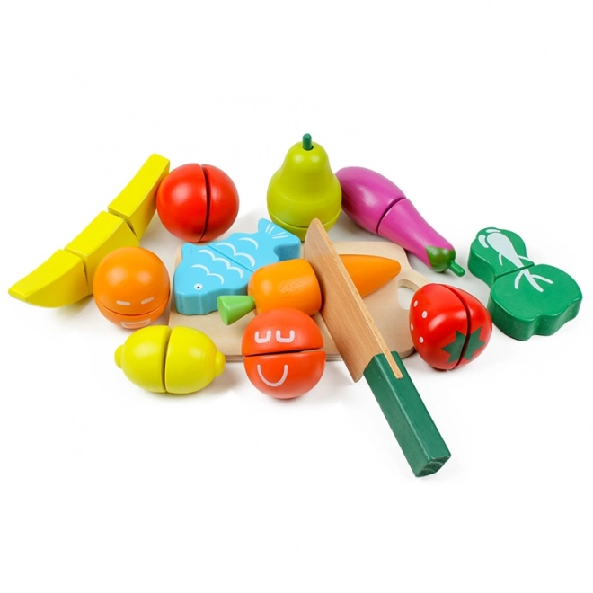 Drewniane owoce warzywa żywność do krojenia 13 sztuk Ecotoys