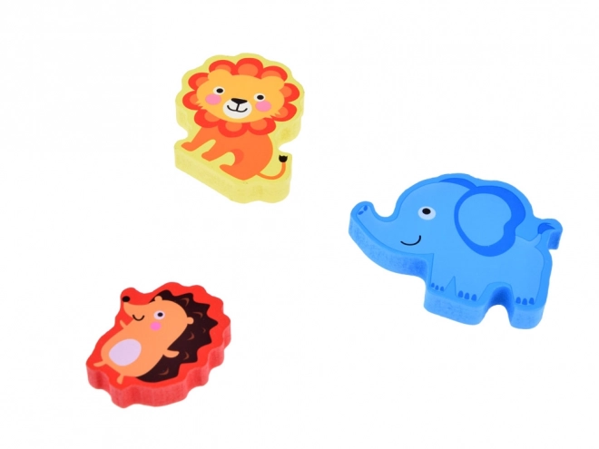 Drewniane puzzle safari zwierzęta 7ele dopasuj kształty ZA5256