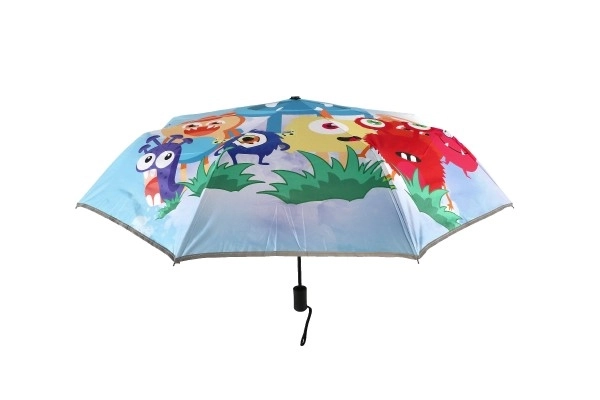 Parasol Potwory składany automatyczny materiał/metal 28cm niebieski w pokrowcu