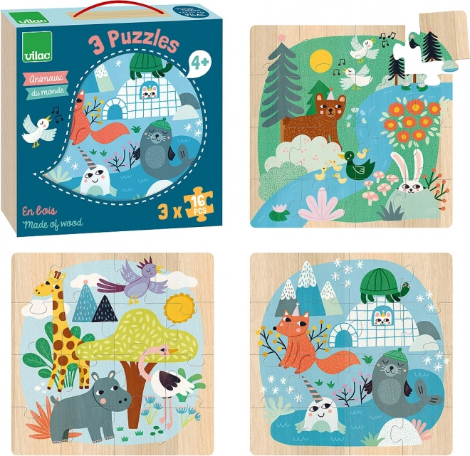 Drewniane puzzle Zwierzęta świata