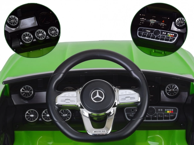 Dziecięcy samochód elektryczny Mercedes AMG CLA 45s z efektem bujania – Zielona