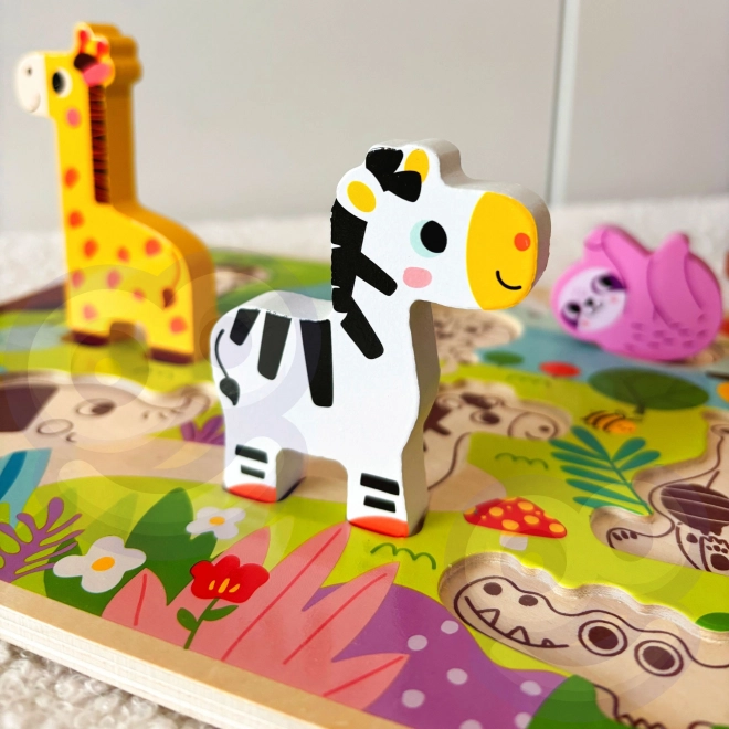 Drewniane puzzle ZOO Safari dla dzieci
