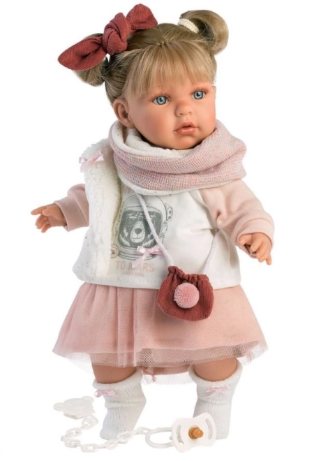 Llorens 42402 JULIA - realistyczna lalka z dźwiękami i miękkim materiałowym ciałem - 42 cm