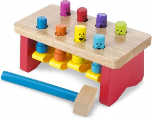 Drewniana ławka do wbijania MELISSA & DOUG z kolorowymi kołkami