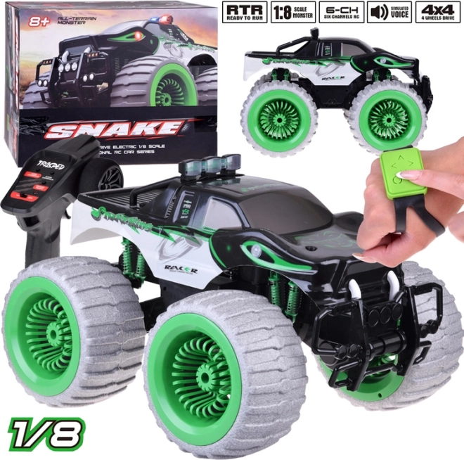 Ogromne auto RC Monster Snake 4x4 z muzyką, światłami i driftem 360°
