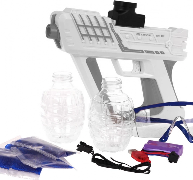 Szary żelowy pistolet Gel Blaster z akcesoriami