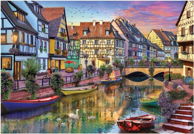 Puzzle Kanał w Colmar, Francja, 2000 elementów
