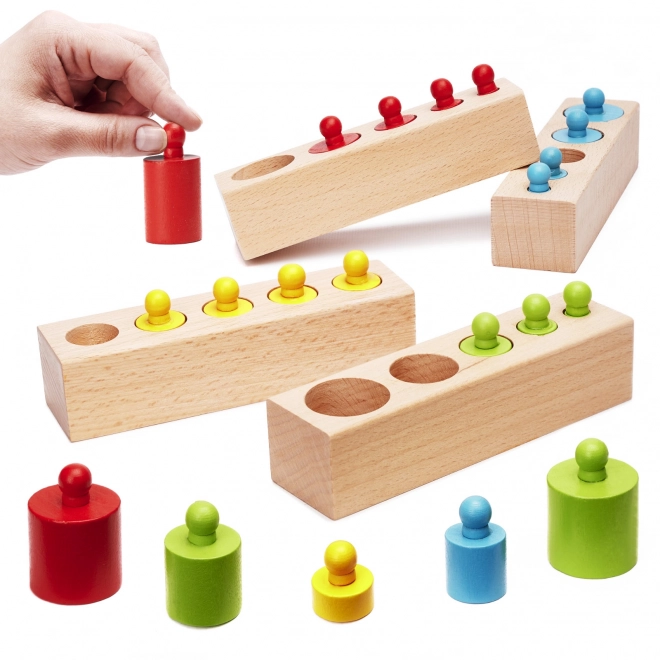 Drewniane Montessori wkładki kolorowe