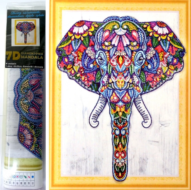 Diamentowe malowanie 7D słoń 30 × 40 cm