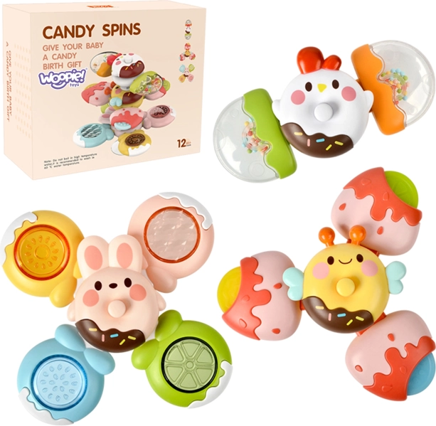 WOOPIE sensoryczne spinner zabawki z wymiennymi kształtami pszczoła kurczak królik zestaw 3 szt.