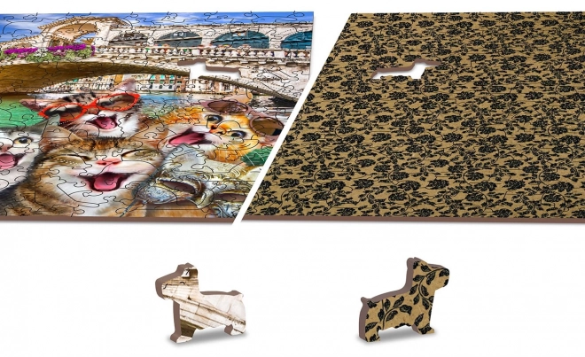 Drewniane puzzle Kocięta w Wenecji 2w1