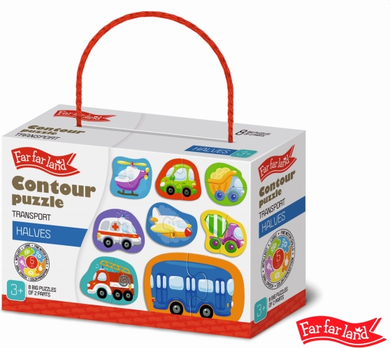 Puzzle konturowe transport 8 obrazków – FAR FAR LAND