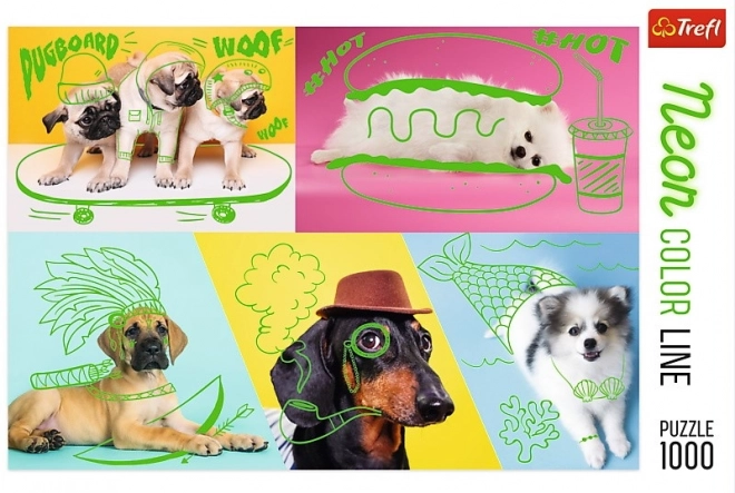 Puzzle 1000 sztuk Neon Color Line - Szalone psy