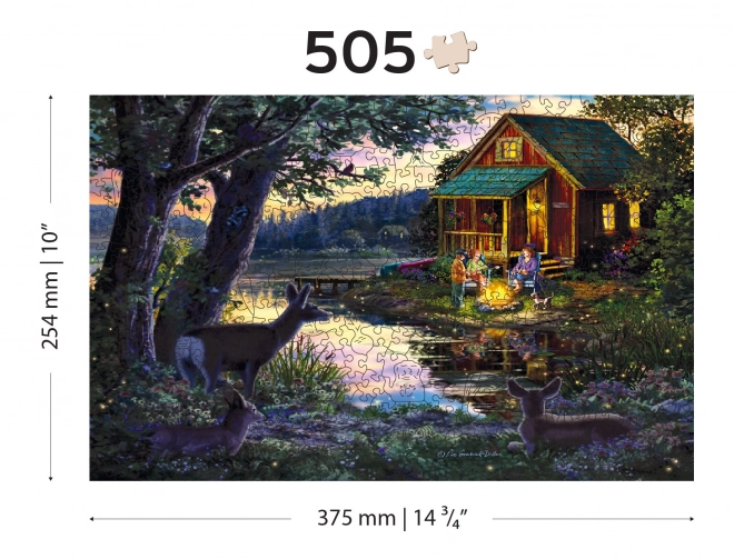 Drewniane Puzzle Wooden City Wieczór w domu nad jeziorem 2w1, 505 elementów EKO