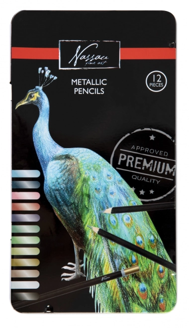 Metaliczne kredki w metalowym pudełku