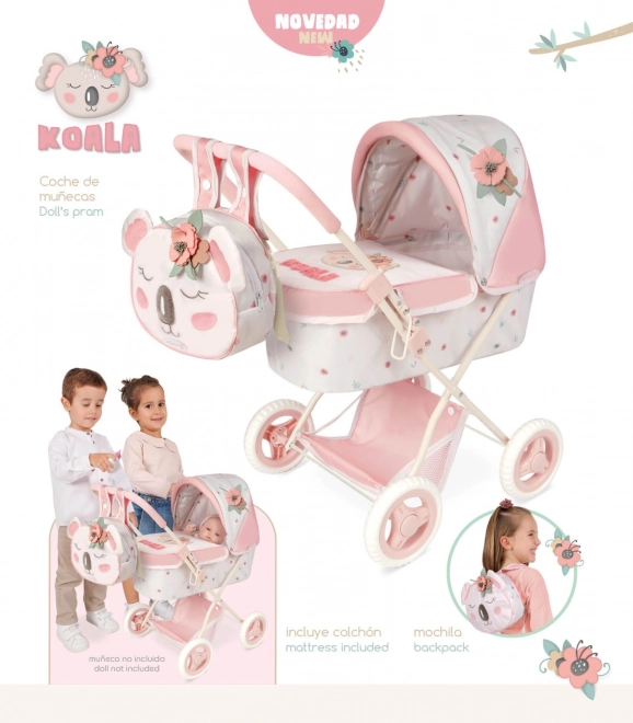 DeCuevas 85079 Składany wózek dla lalek z plecakiem KOALA 2024 - 60 cm