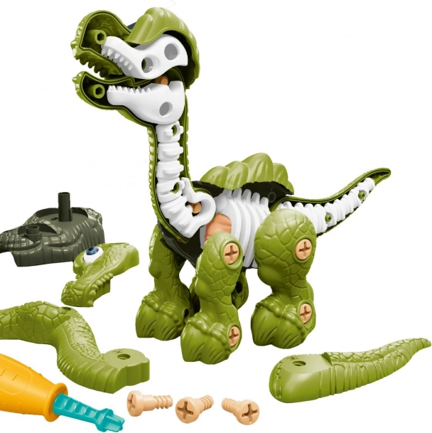 Dinozaur ze śrubowaną kościotrupem zielony