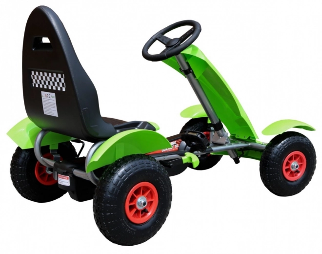 Wyścigowy gokart na pedały XL dla dzieci 3+ Zielony + Pompowane koła + Regulowane siedzenie + Wolnobieg